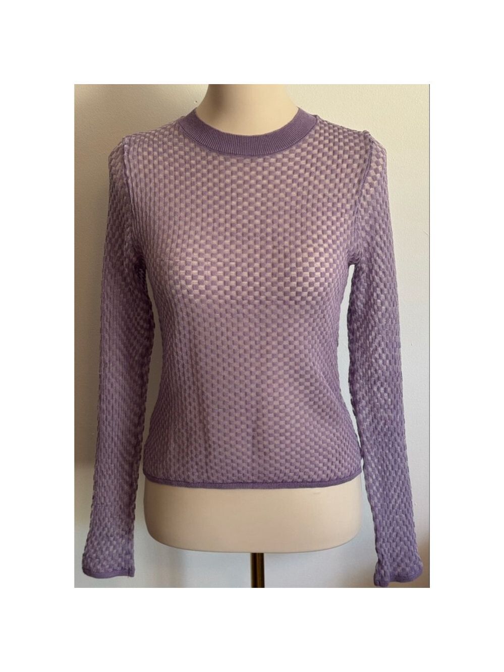 Women's MNG Purple Textured Crew Neck Sweater Size L